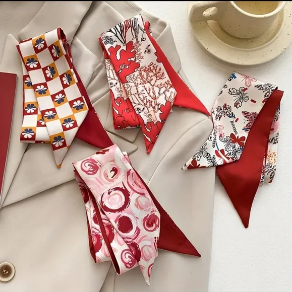 4pcs. Satin Layered Twillys/Scarves - Picture 2 of 6